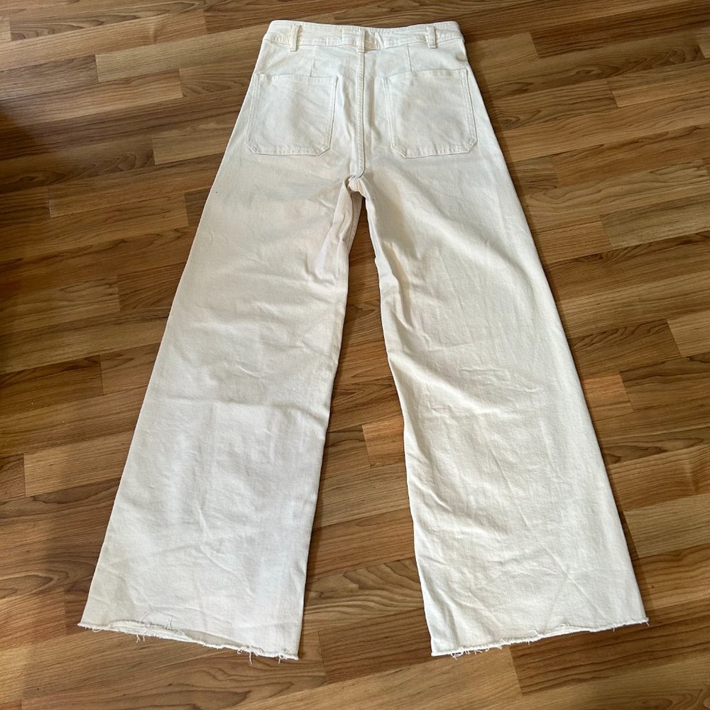 Zara Womens Marine Straight Jean in Ecru